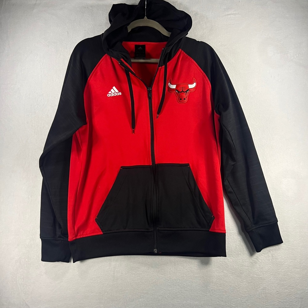 Adidas Chicago Bulls NBA Full Zip Hoodie Red Black Basketball Men's Size S‎